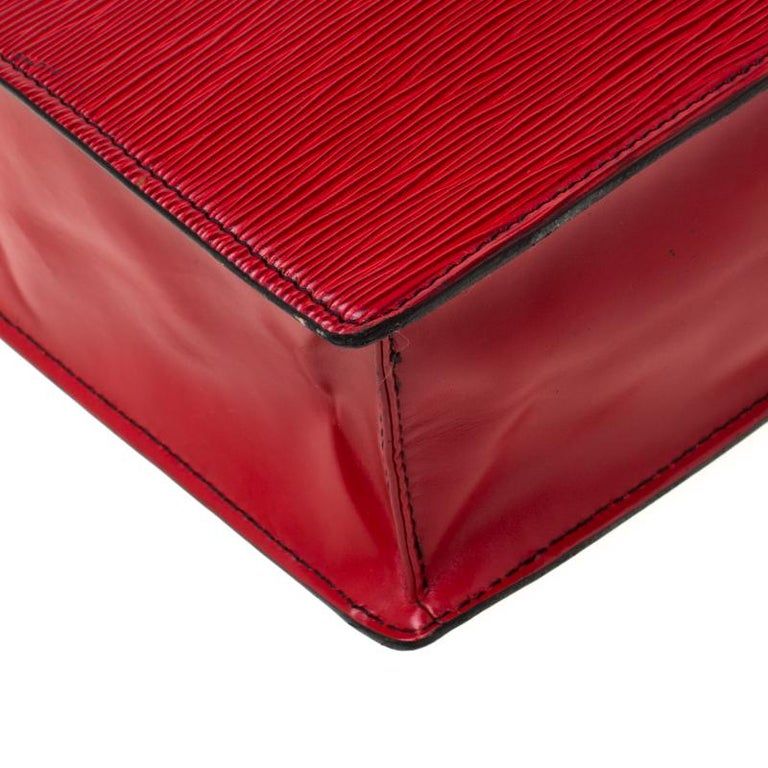 Louis Vuitton Red Epi Leather Sac Plat PM Tote Bag