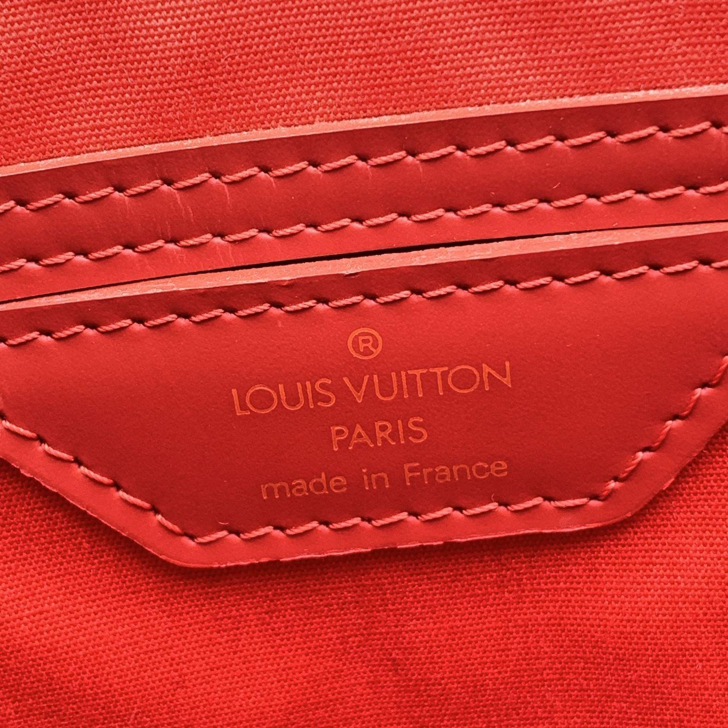 Louis Vuitton Red Epi Leather Sac Plat PM Tote Shopping Bag M5274E For Sale 2