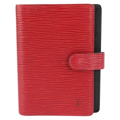 Louis Vuitton Red Epi Leder Agenda PM Tagebucheinband 170lv730 mit rotem Ring