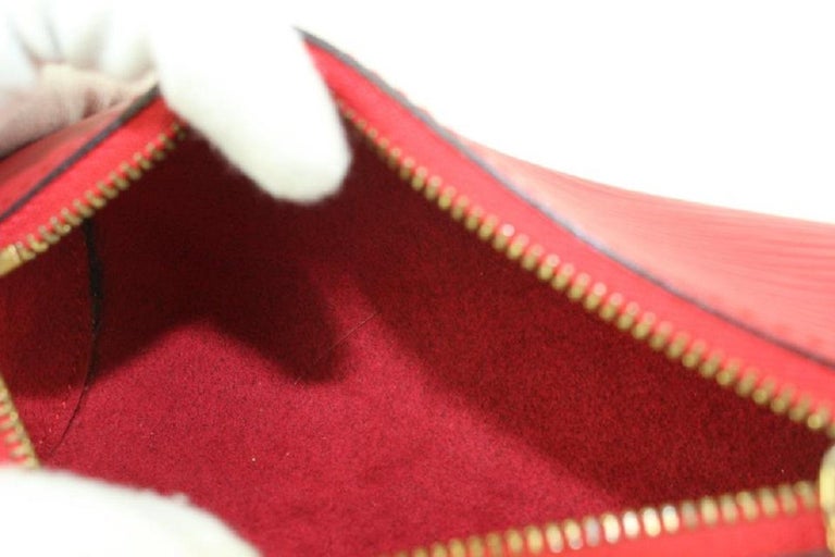 Women's Louis Vuitton Red Epi Leather Soufflot Mini Papillon Wristlet Pouch Bag 818lv56 For Sale