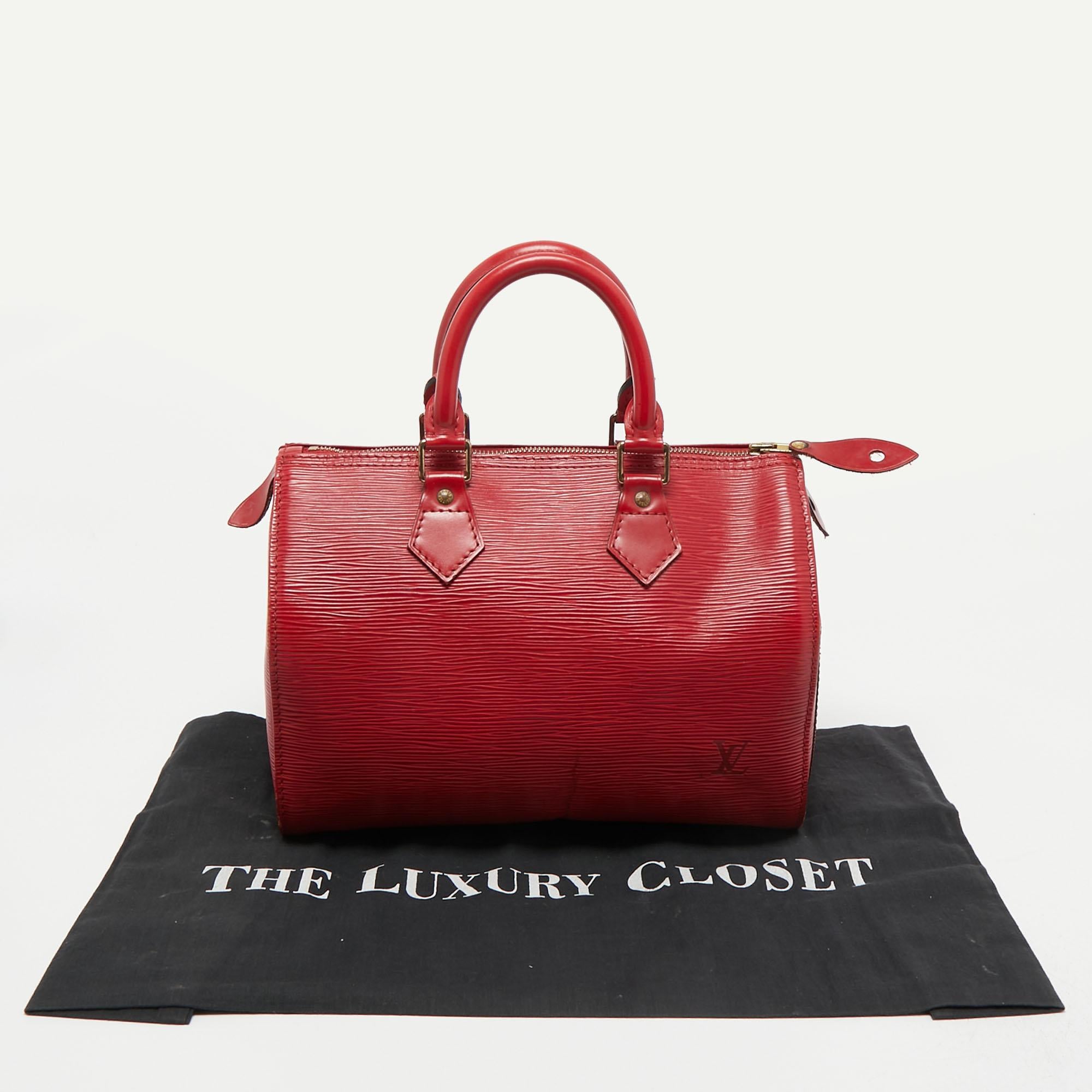 Louis Vuitton Red Epi Leather Speedy 25 Bag 16