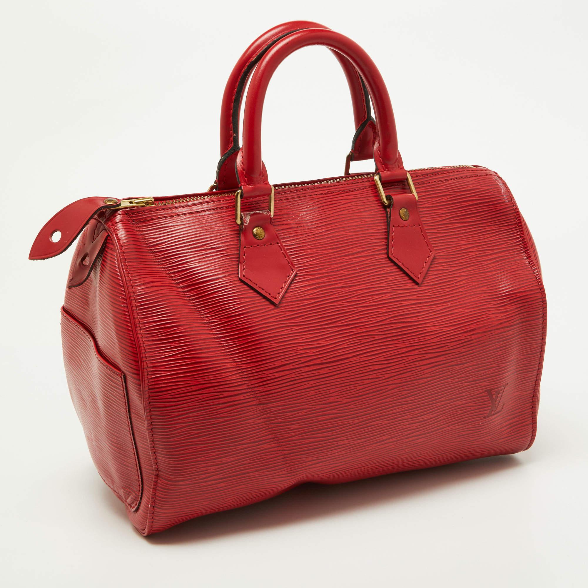 Women's Louis Vuitton Red Epi Leather Speedy 25 Bag