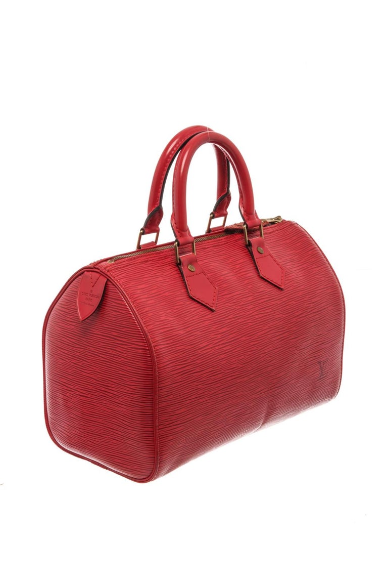 Louis Vuitton Red Epi Leather Speedy 25 Satchel Bag For Sale at 1stDibs