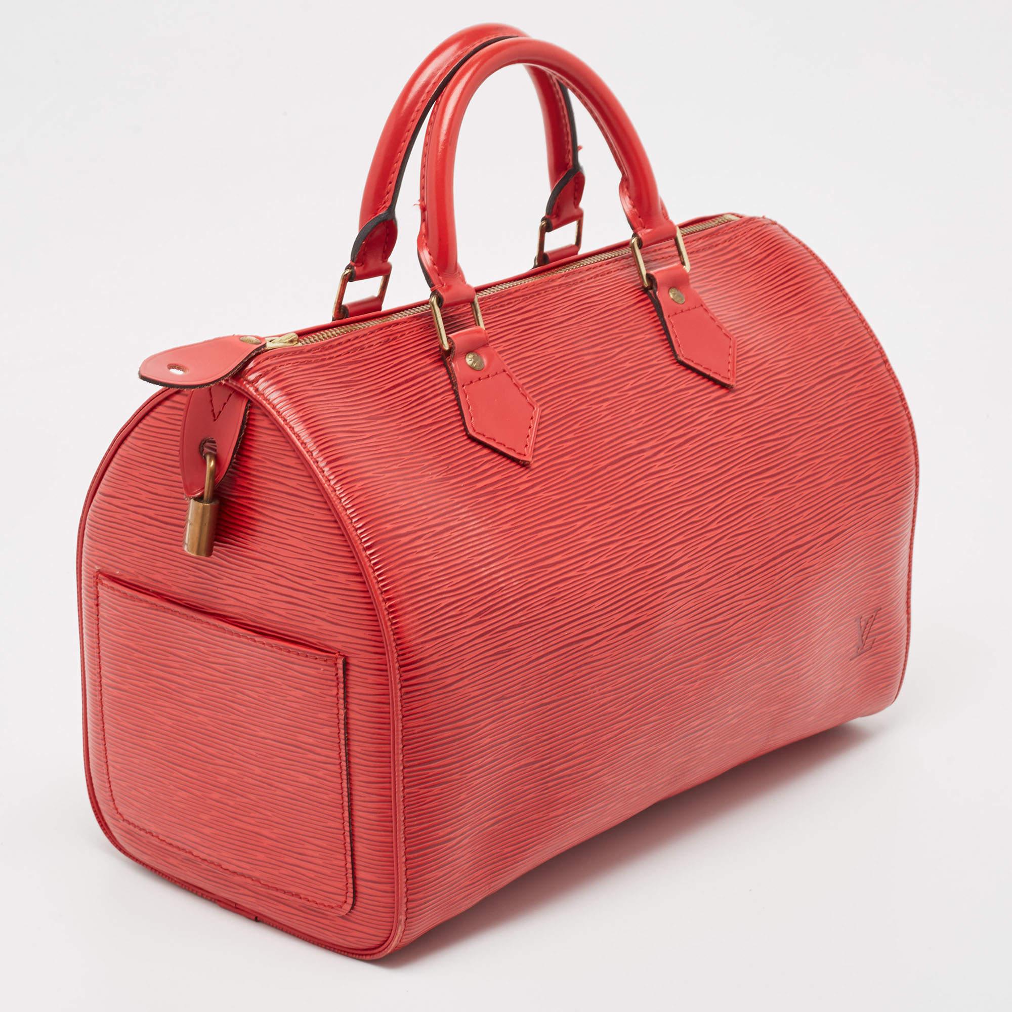 Louis Vuitton Red Epi Leather Speedy 30 Bag 10