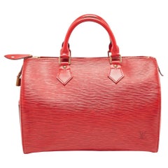 Retro Louis Vuitton Red Epi Leather Speedy 30 Bag