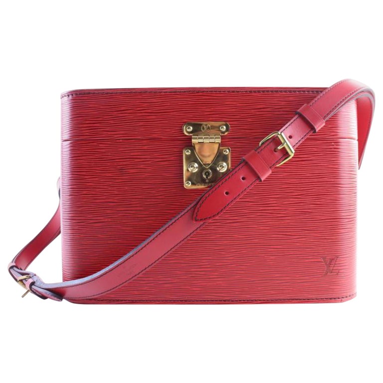 Louis Vuitton Red Epi Leather Train Case 8lr0705 Cosmetic Bag For