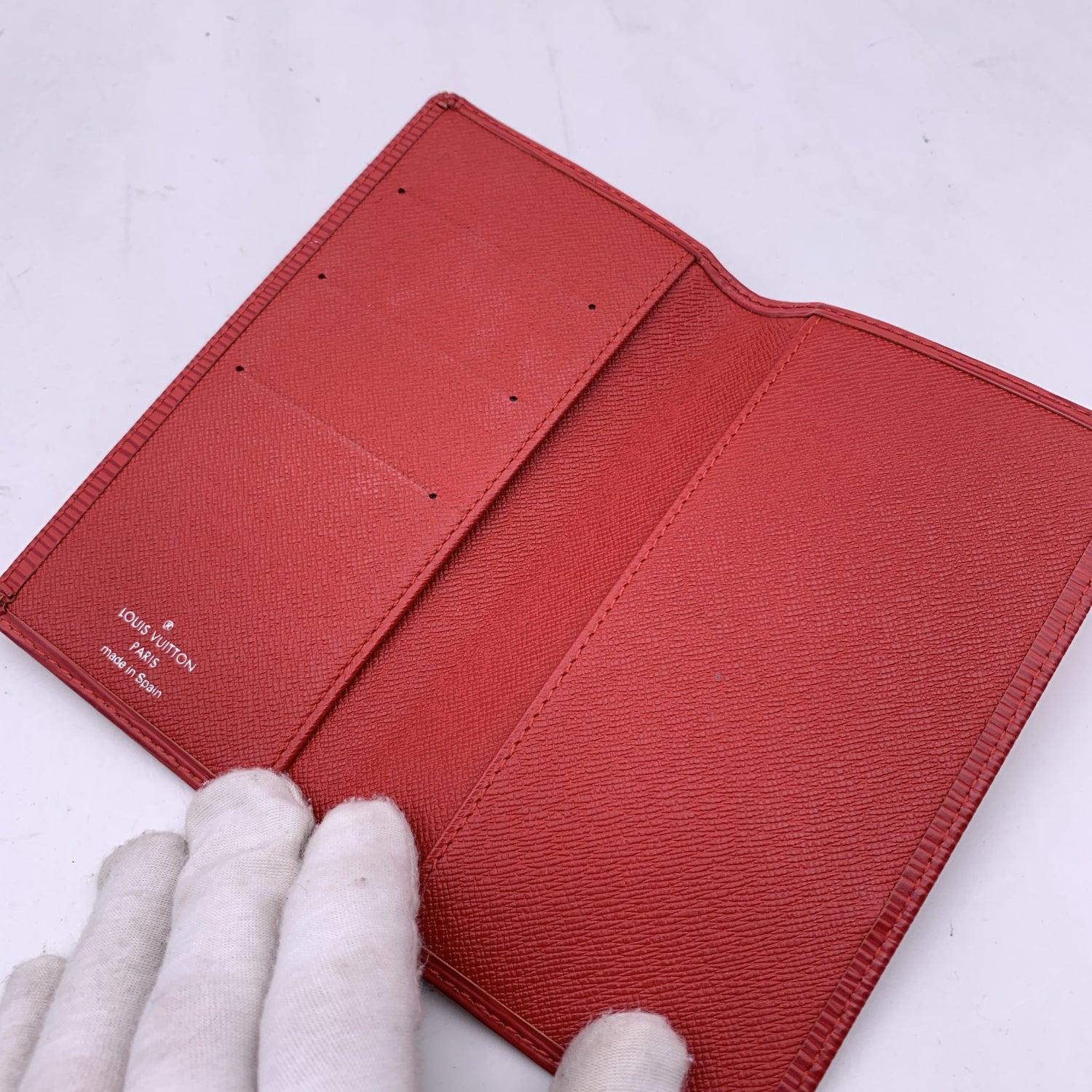 Women's or Men's Louis Vuitton Red Epi Leather Vertical Bifold Long Wallet