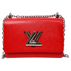 Louis Vuitton Red Epi Twist Shoulder Bag With Silver-Tone Hardware