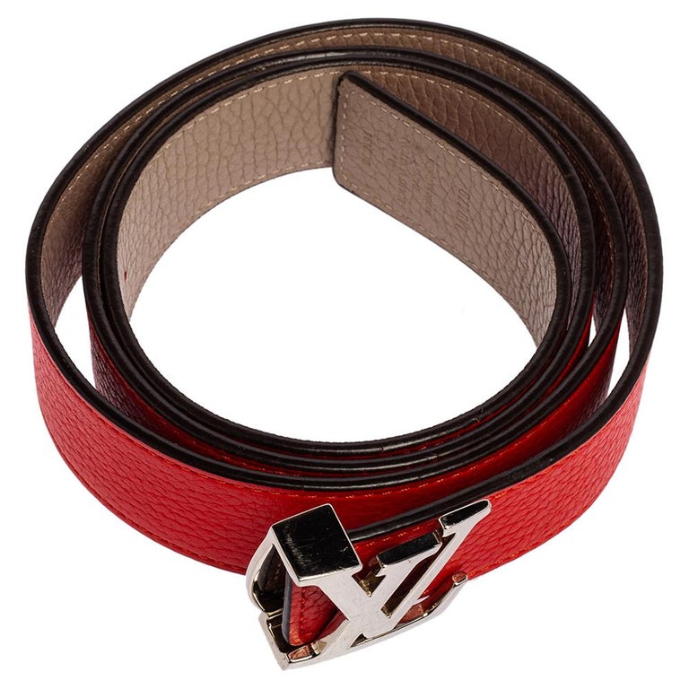 Louis Vuitton LV Initiales 30mm Reversible Belt Red + Calf Leather. Size 85 cm
