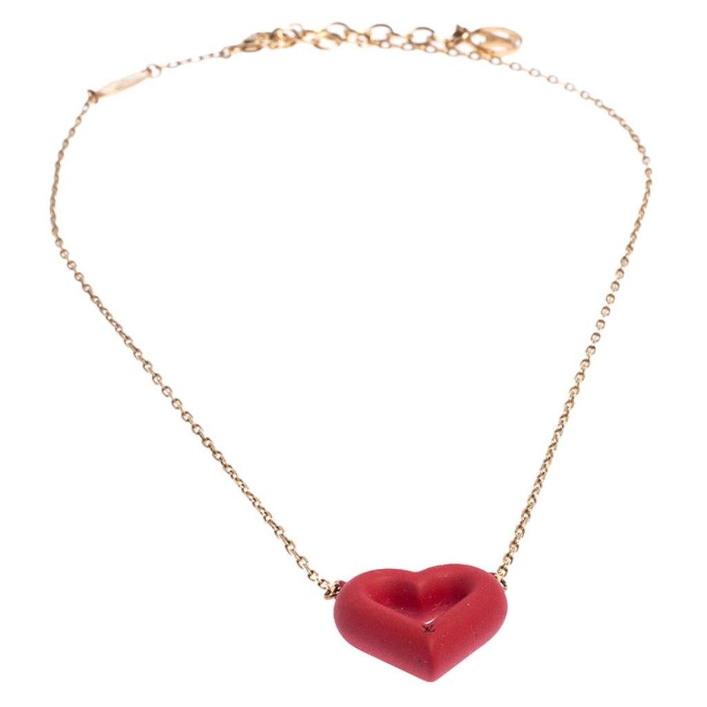 louis vuitton red heart necklace