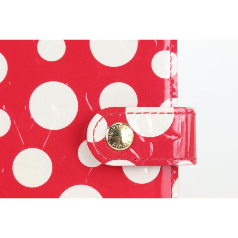Louis Vuitton Red Kusama Vernis Infinity Dot Pumpkin Small Ring Agenda PM For Sale 4