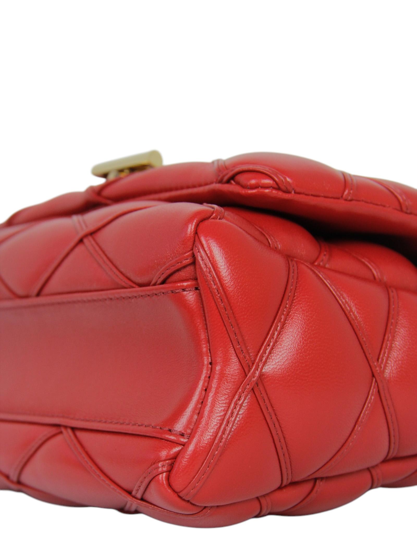 Women's Louis Vuitton Red Lambskin Malletage Top Handle GO-14 MM Bag For Sale