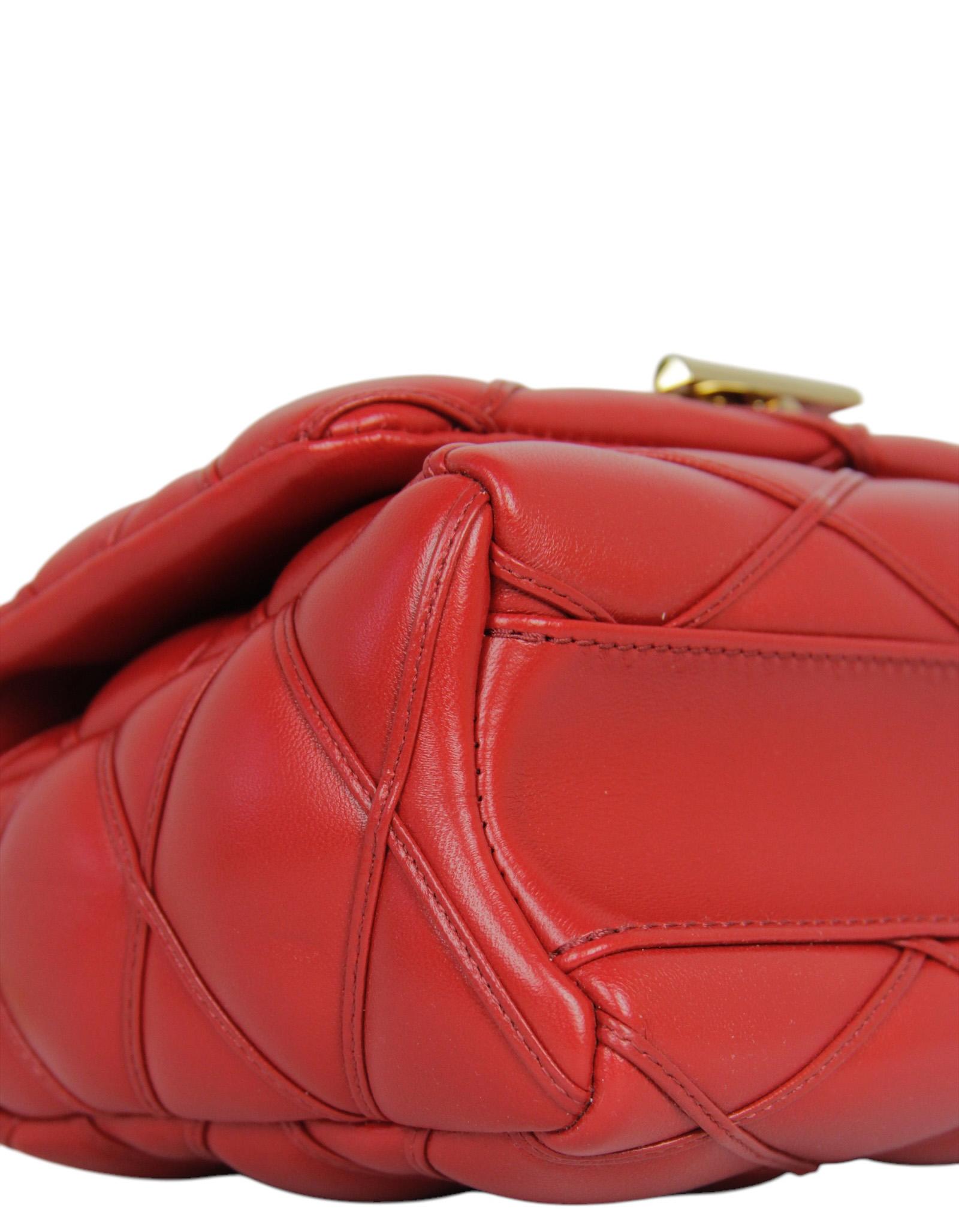 Louis Vuitton Red Lambskin Malletage Top Handle GO-14 MM Bag For Sale 1