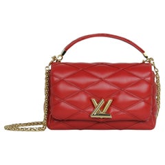 Louis Vuitton Red Lambskin Malletage Top Handle GO-14 MM Bag