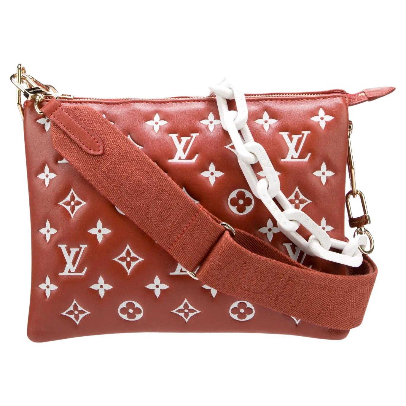 Louis Vuitton Red Lambskin Monogram Coussin Pm Shoulder Bag For Sale