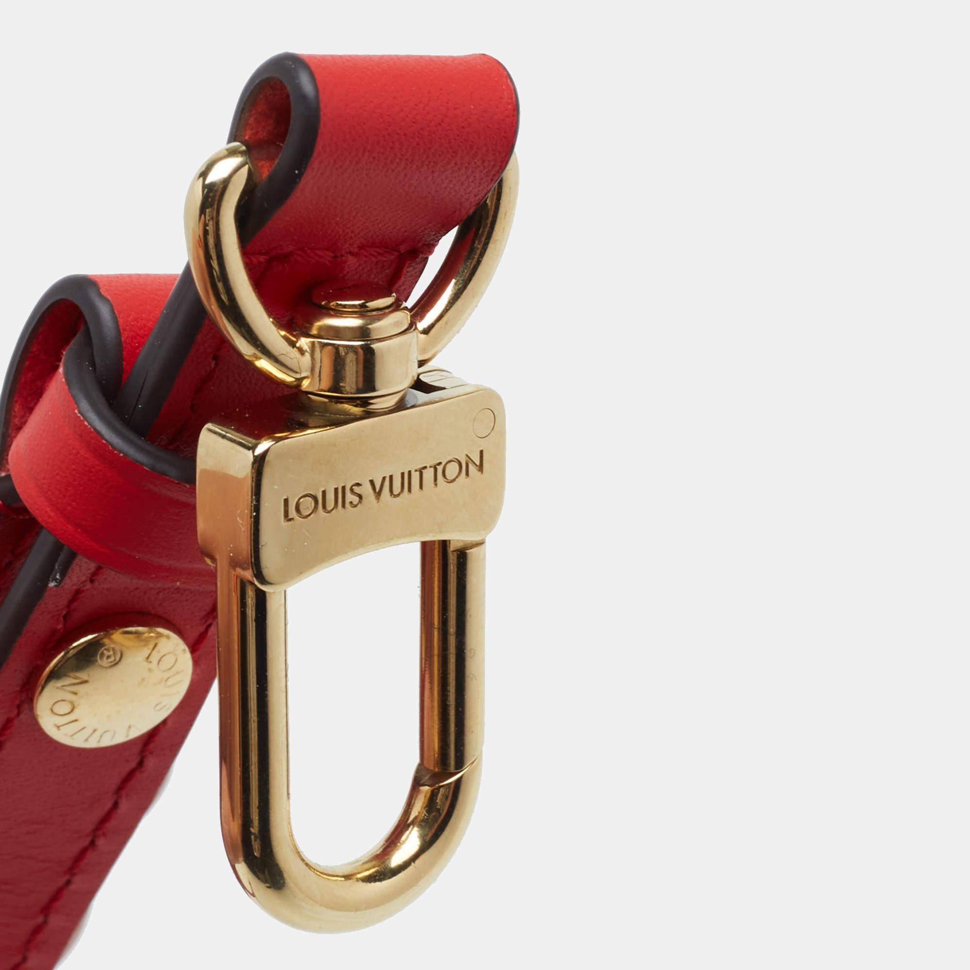 Louis Vuitton Red Leather Adjustable Shoulder Strap In Excellent Condition In Dubai, Al Qouz 2