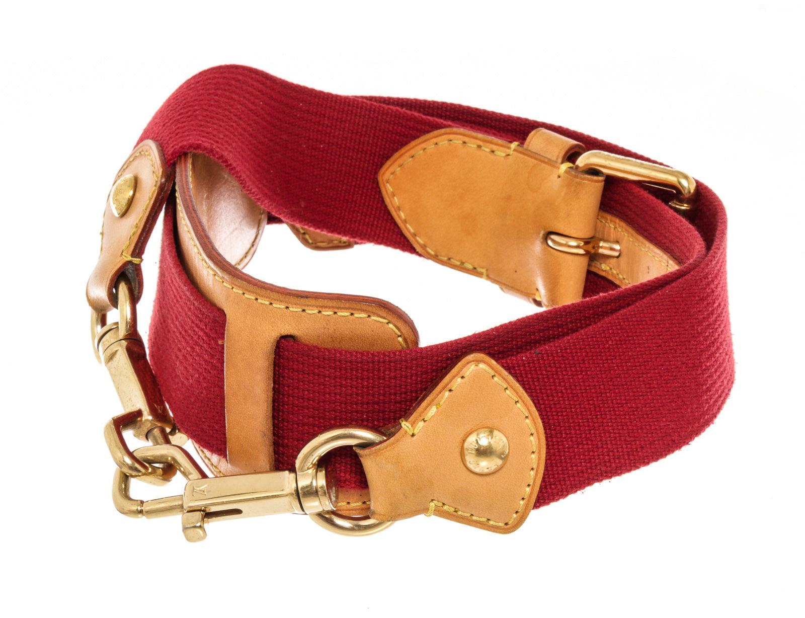 Louis Vuitton Red Leather Adjustable Strap with leather, tan vachetta leather In Good Condition For Sale In Irvine, CA