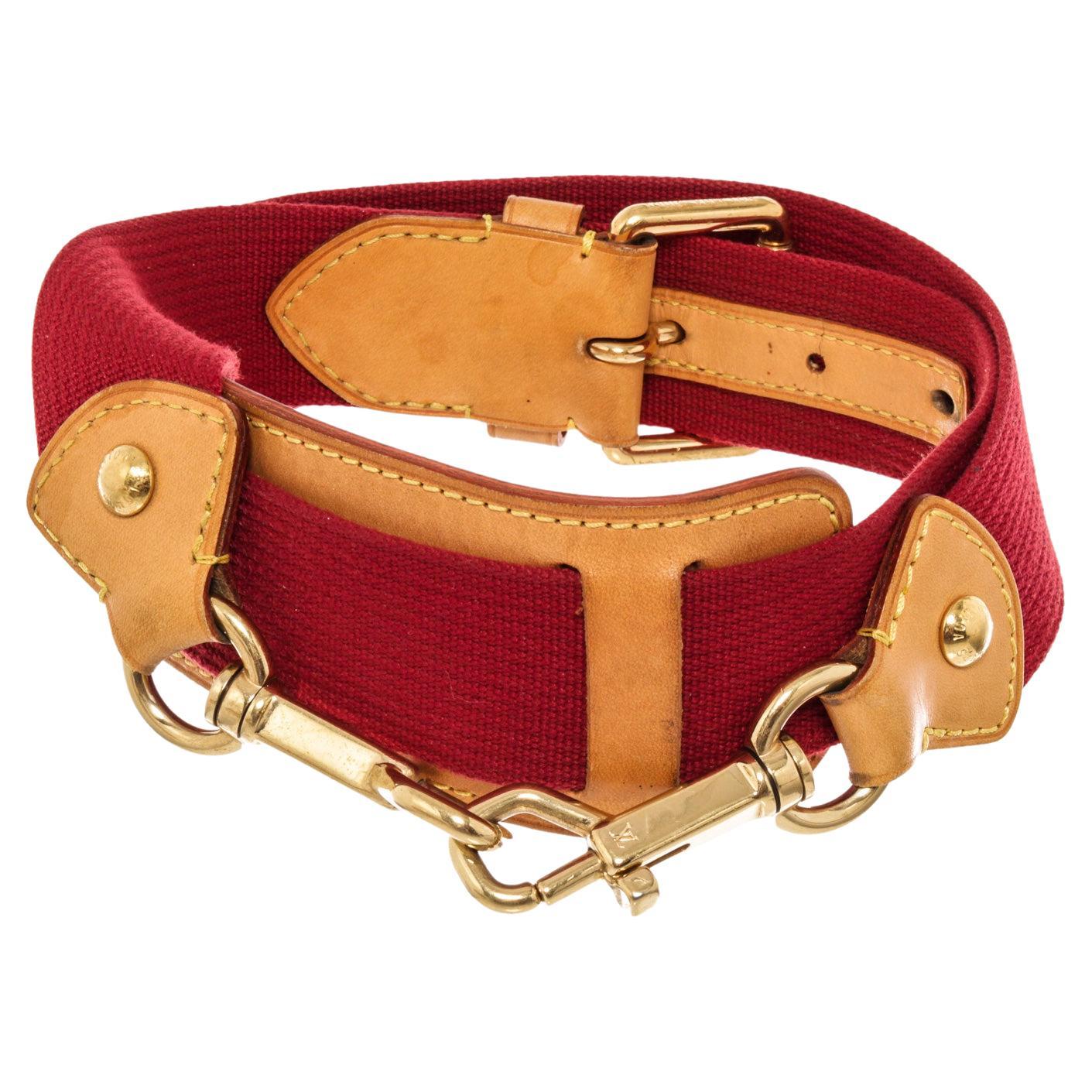 Louis Vuitton Red Leather Adjustable Strap with leather, tan vachetta leather For Sale