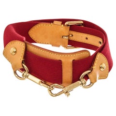 Louis Vuitton Red Leather Adjustable Strap with leather, tan vachetta leather