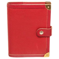 Louis Vuitton Rote Leder Agenda PM Brieftasche mit Leder, Gold-Hartware