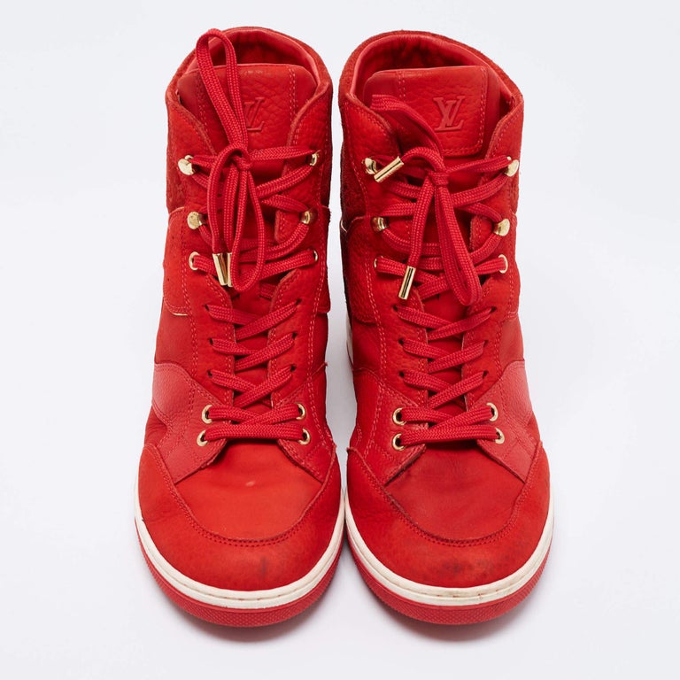 Louis Vuitton Luxury Wedge Sneakers Louis Vuitton Red Leather And
