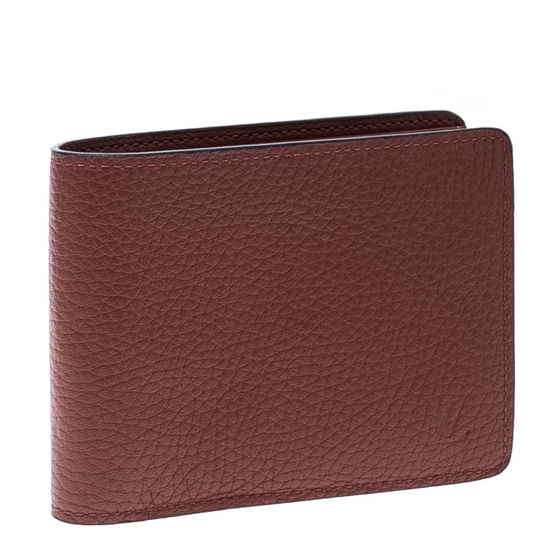 Louis Vuitton Red Leather Bifold Multiple Wallet In Excellent Condition In Dubai, Al Qouz 2