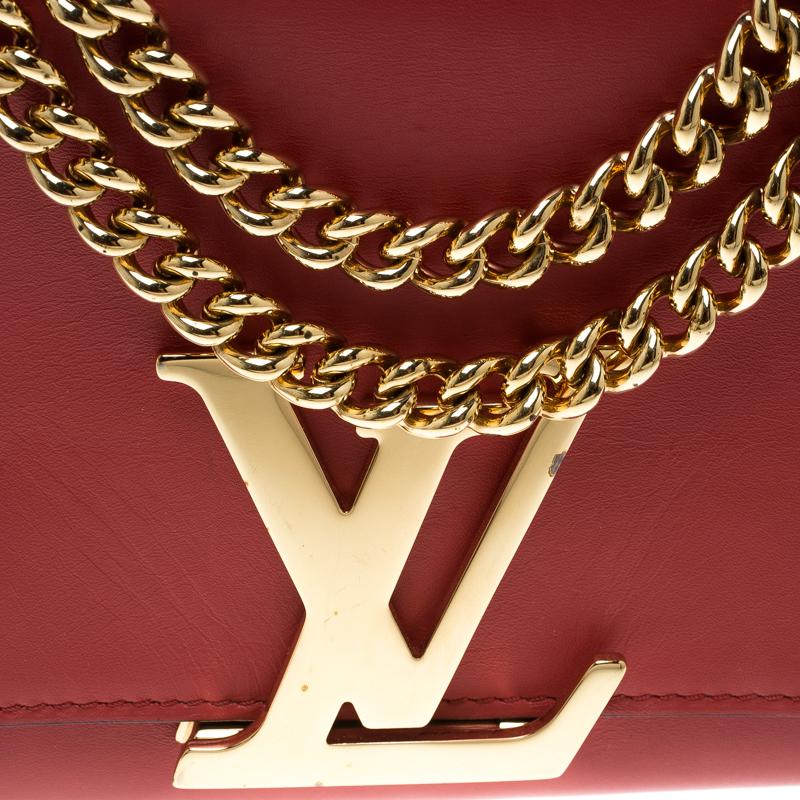 Louis Vuitton Red Leather Chain Louise MM Clutch 2