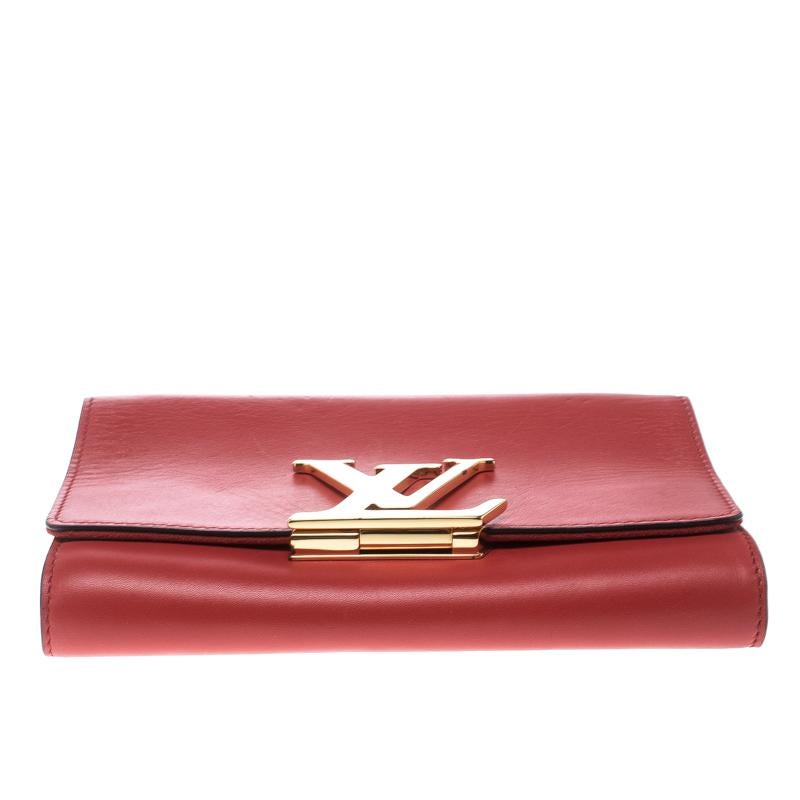 Louis Vuitton Red Leather Chain Louise MM Clutch 5