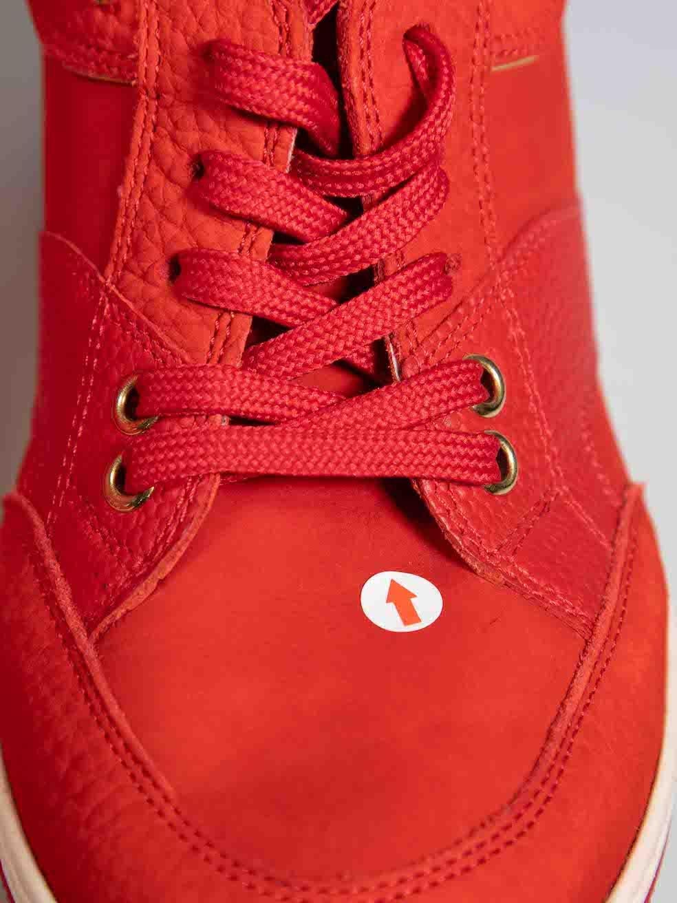 Louis Vuitton Red Leather High-Top Wedge Trainers Size IT 38 For Sale 2