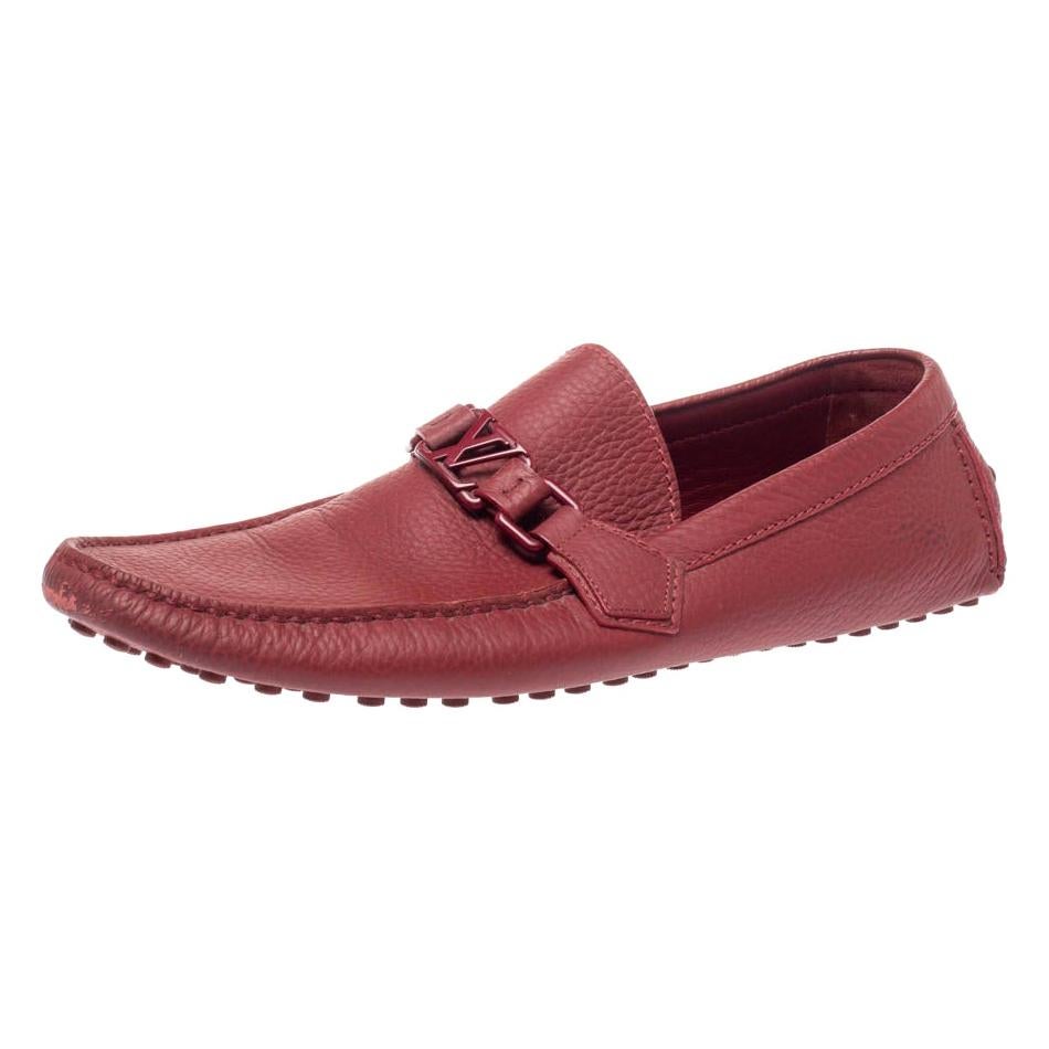 Louis Vuitton Hockenheim driving moccasin grained red leather 9 US 42 EUR *