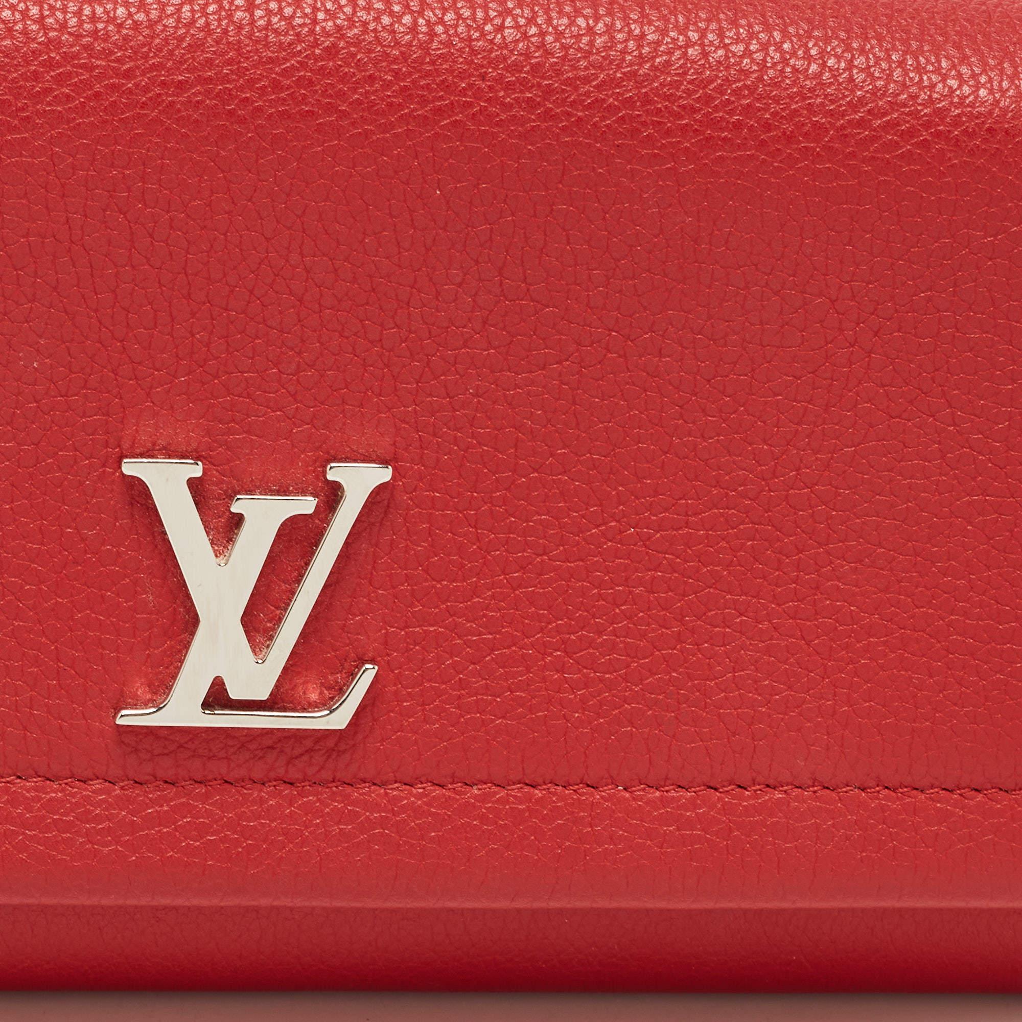 Louis Vuitton Red Leather Lockme II Wallet For Sale 7