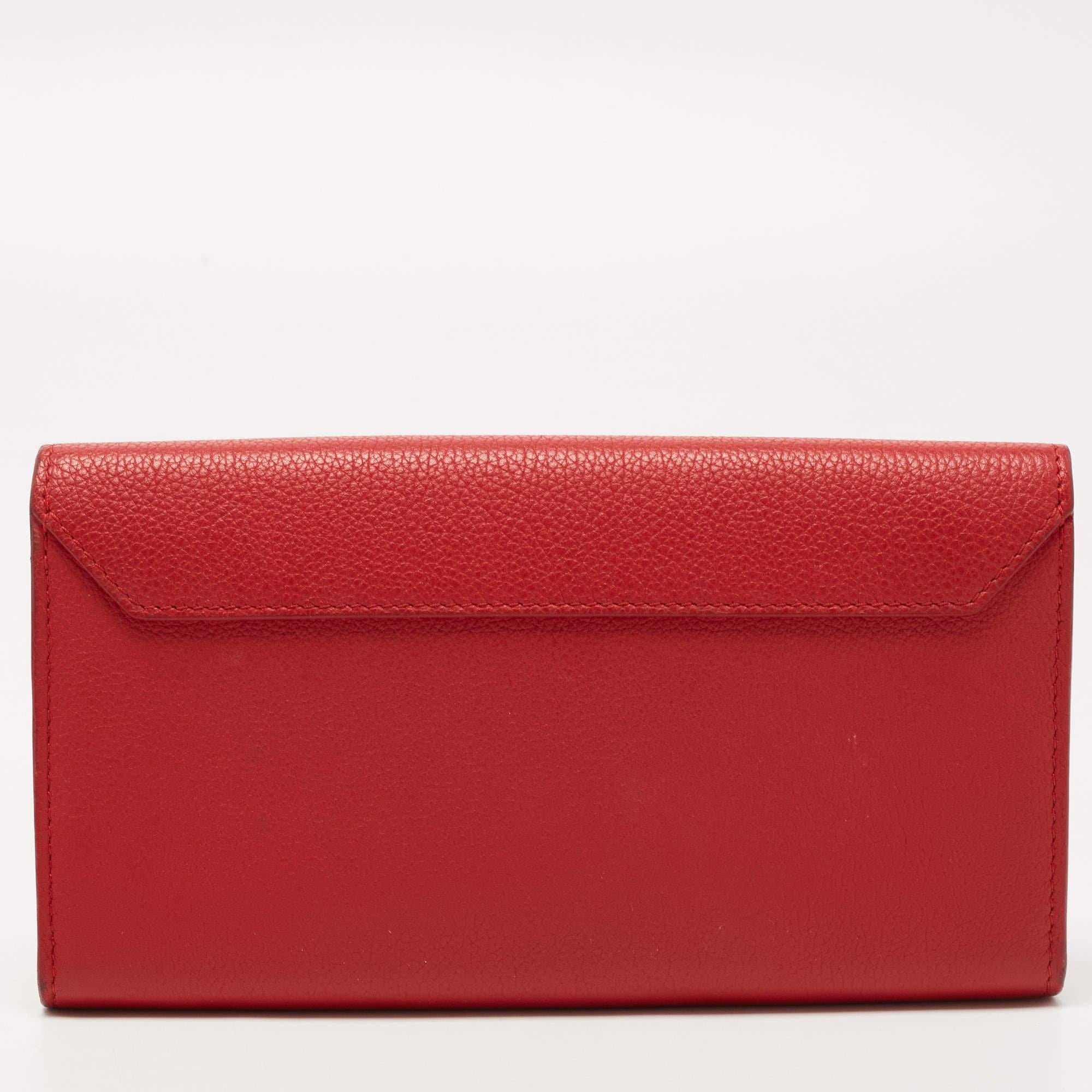 Women's Louis Vuitton Red Leather Lockme II Wallet For Sale