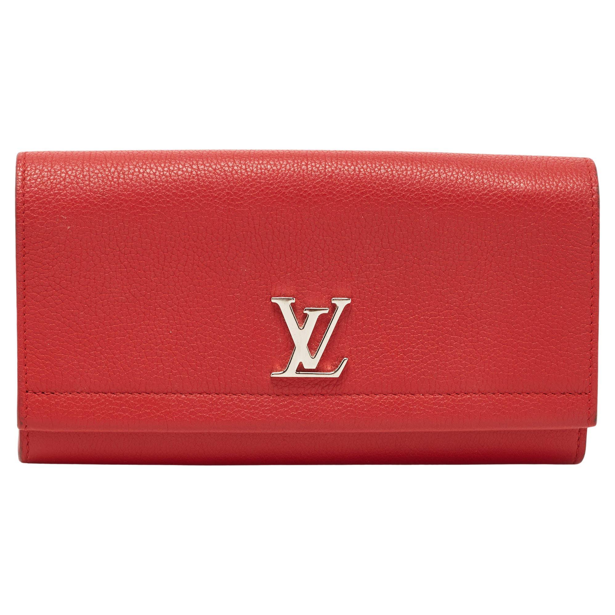 Louis Vuitton Red Leather Lockme II Wallet For Sale