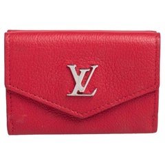 Louis Vuitton Red Leather Lockmini Wallet