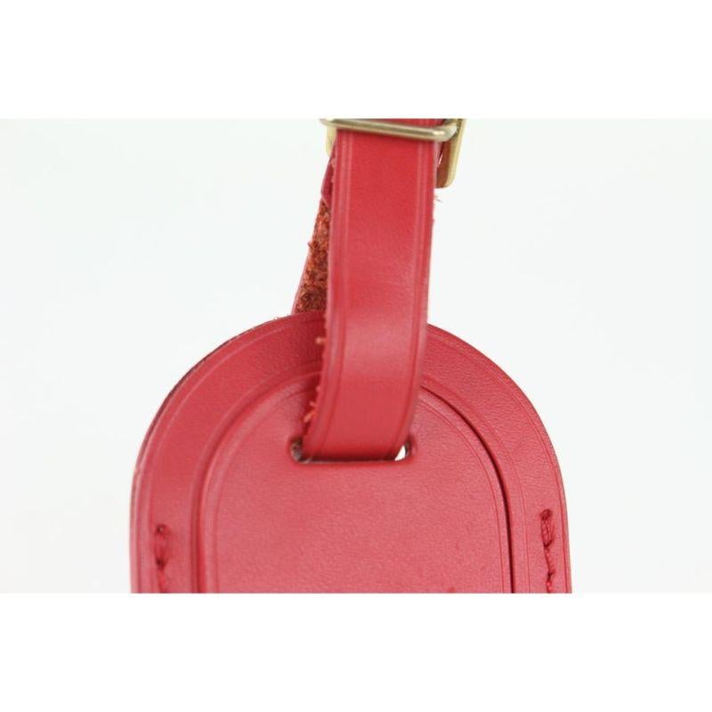 Louis Vuitton Red Leather Luggage Tag 108lv52 For Sale 6