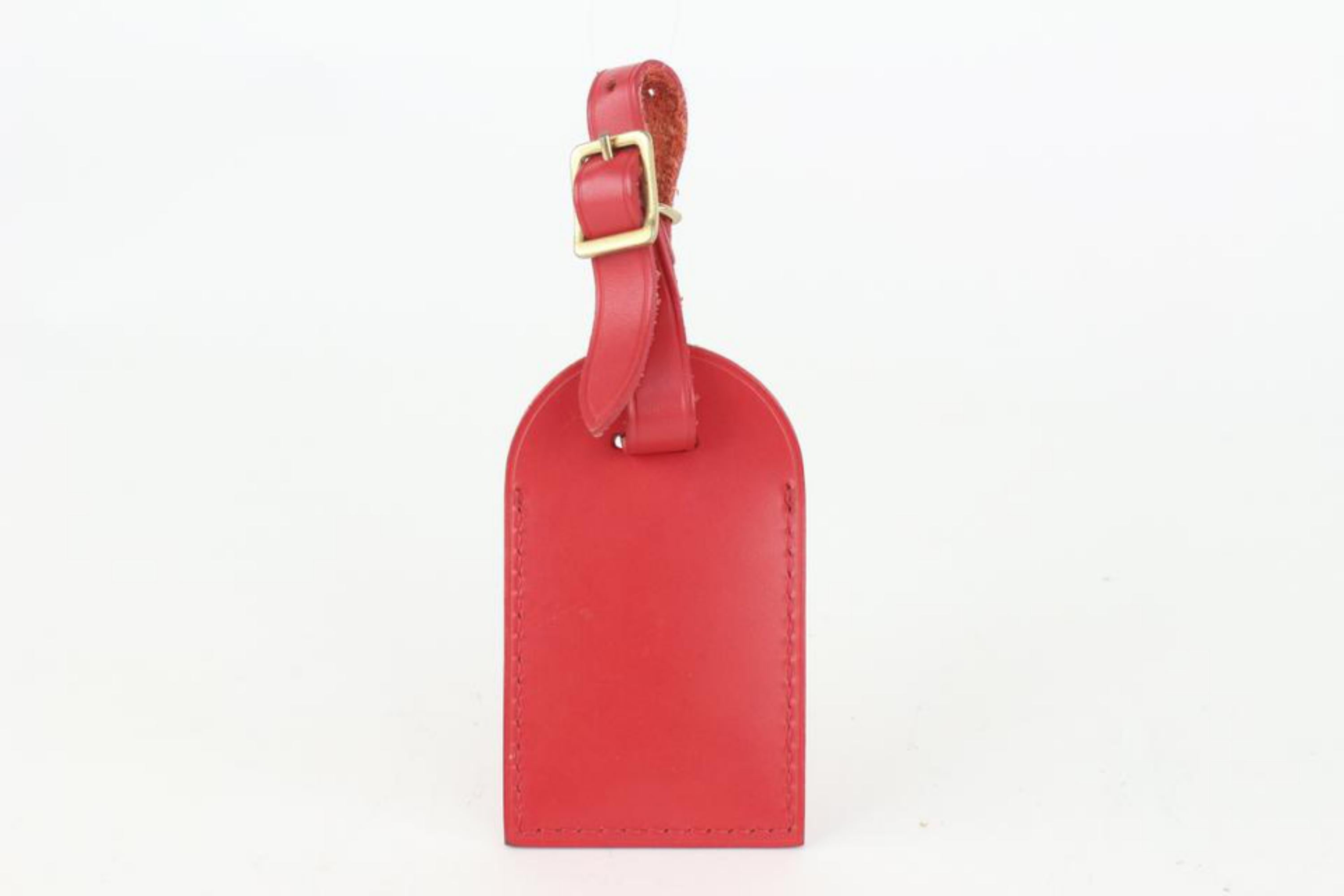 Louis Vuitton Red Leather Luggage Tag 108lv52 For Sale 6