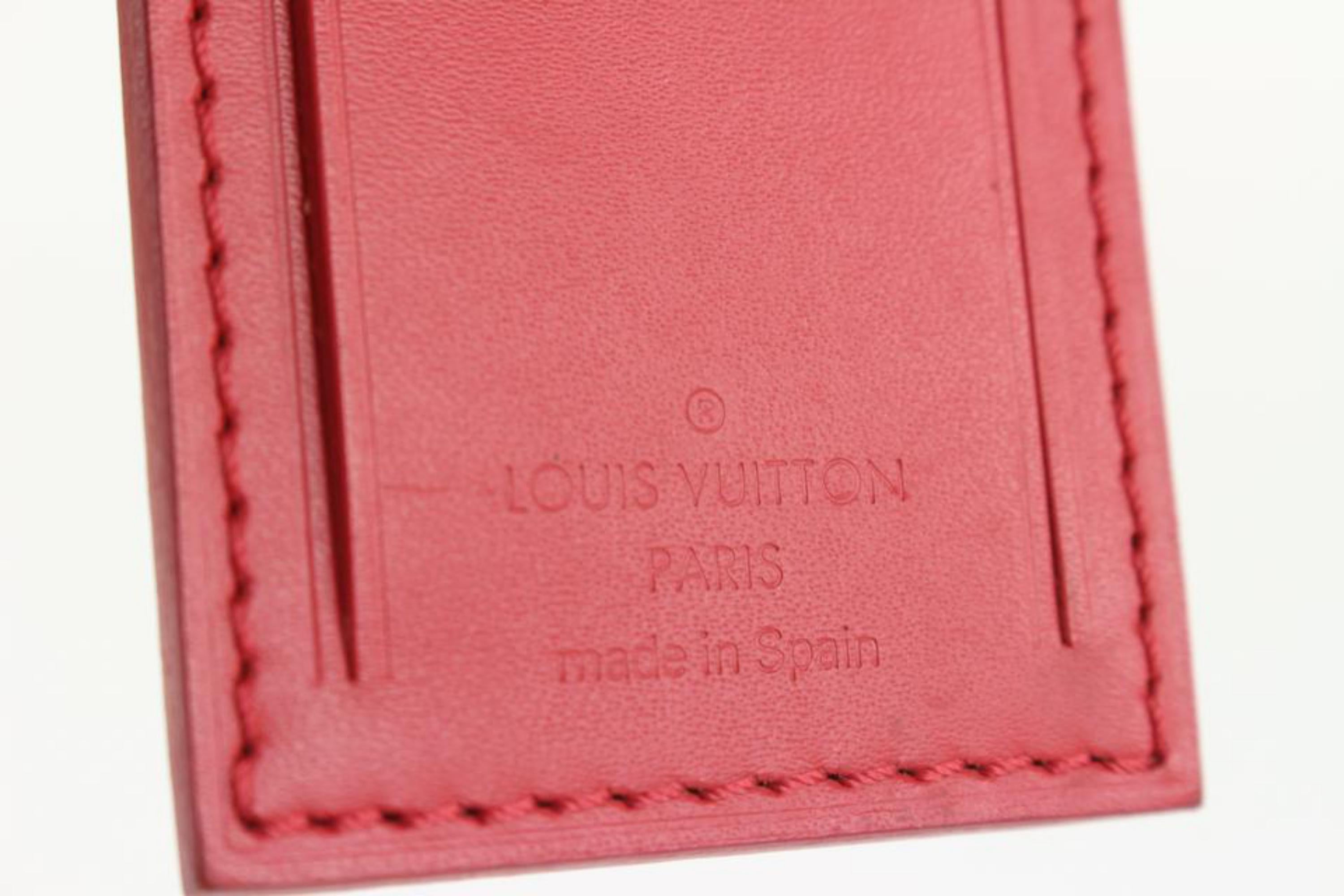 Louis Vuitton Red Leather Luggage Tag 108lv52 For Sale 7