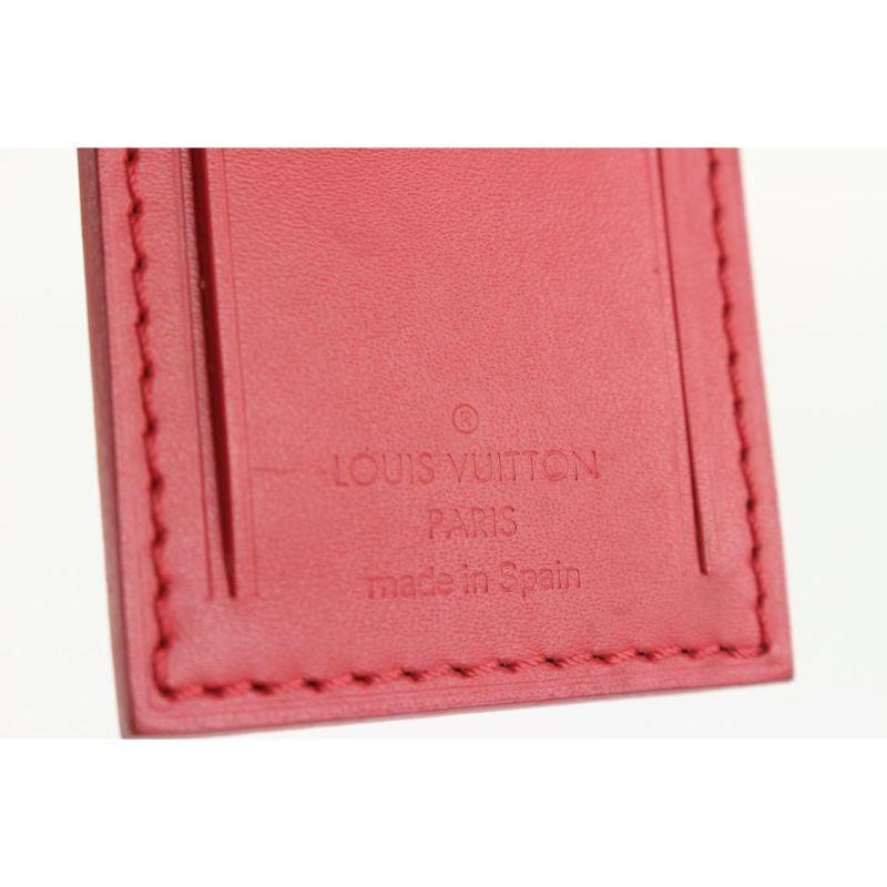 Louis Vuitton Red Leather Luggage Tag 108lv52 In Good Condition For Sale In Dix hills, NY