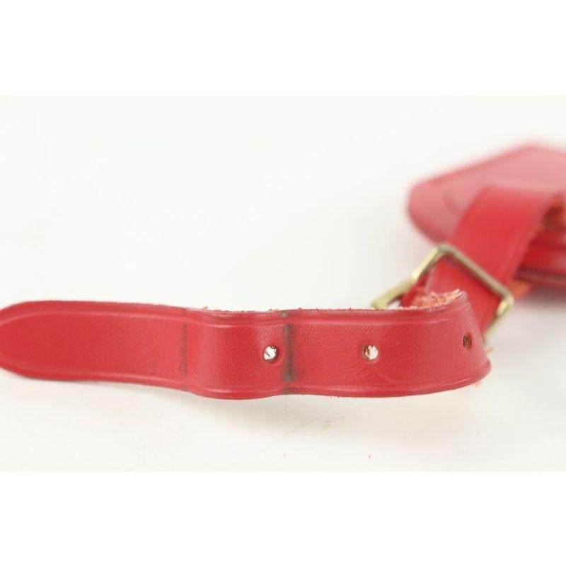 Louis Vuitton Red Leather Luggage Tag 108lv52 For Sale 1