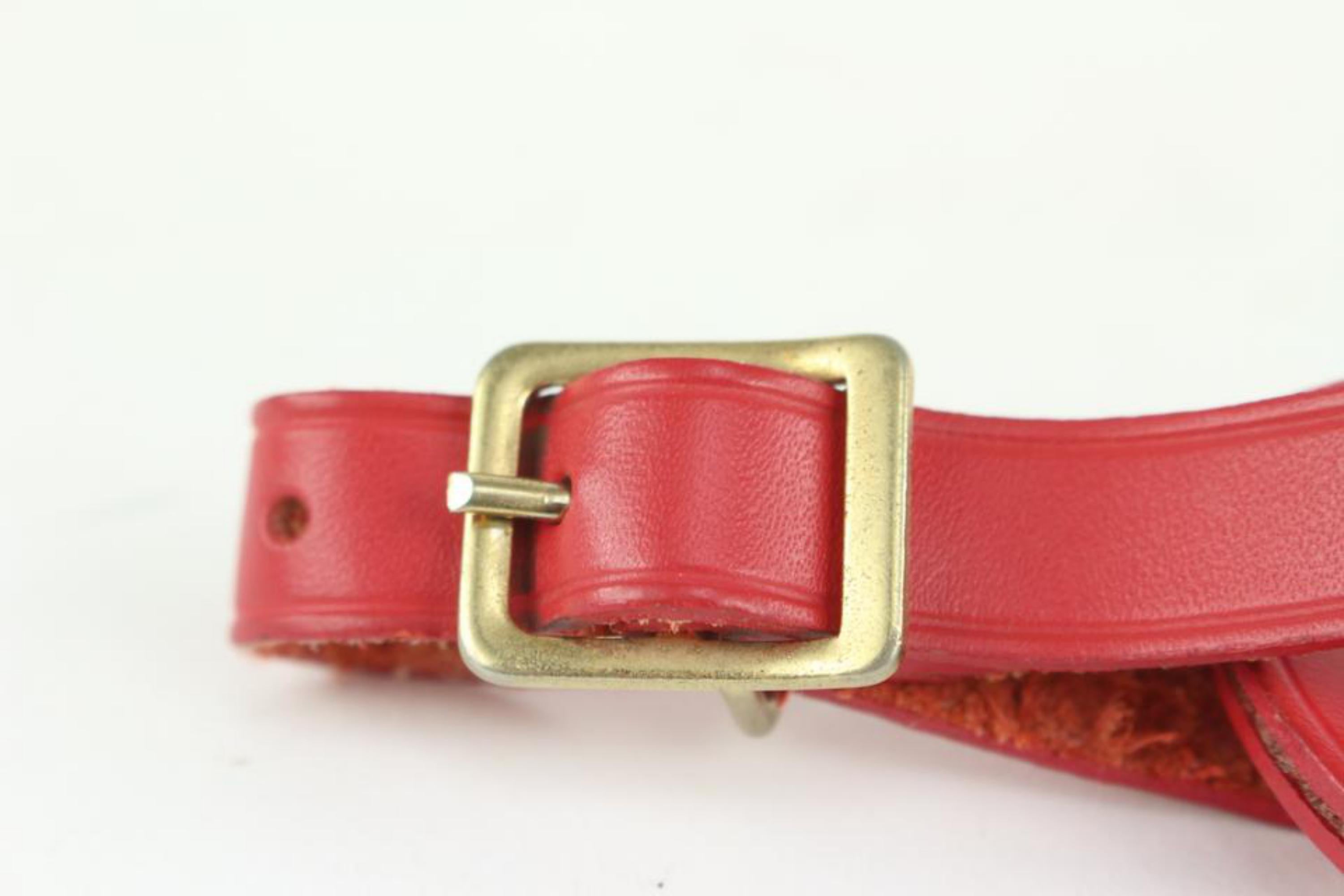 Louis Vuitton Red Leather Luggage Tag 108lv52 For Sale 1