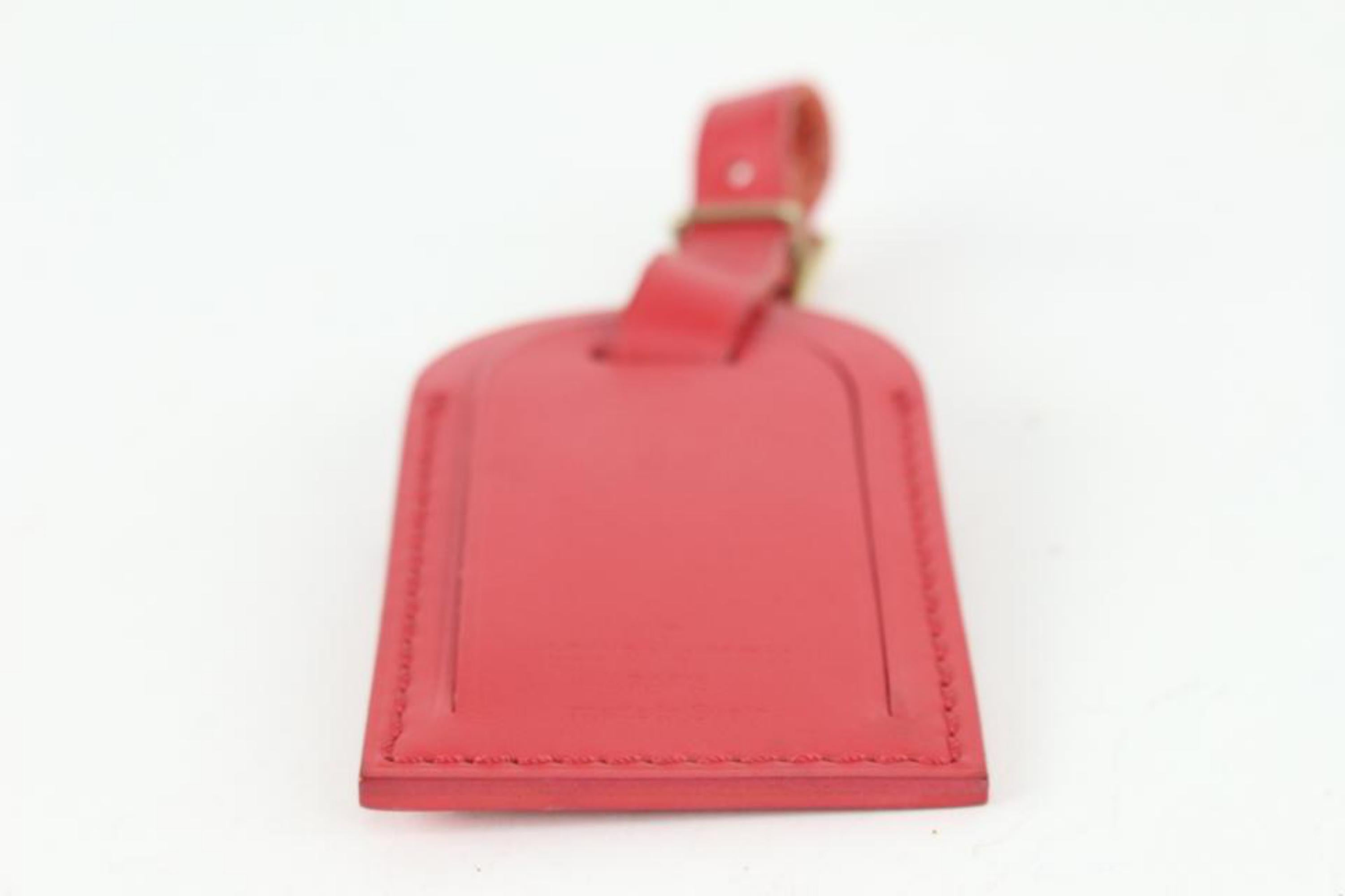 Louis Vuitton Red Leather Luggage Tag 108lv52 For Sale 3