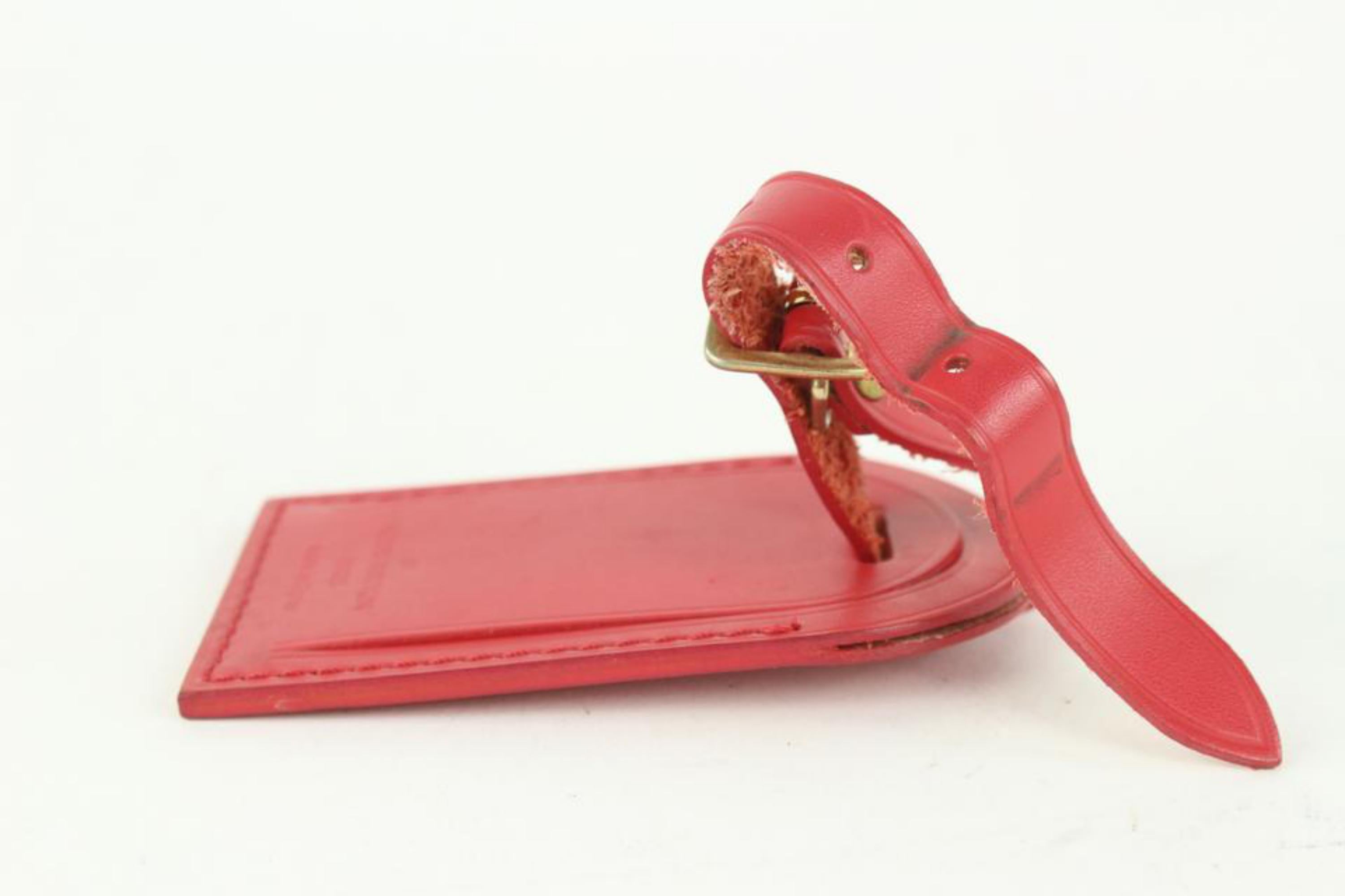 Louis Vuitton Red Leather Luggage Tag 108lv52 For Sale 4