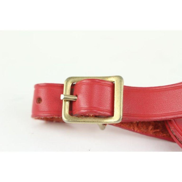 Louis Vuitton Red Leather Luggage Tag 108lv52 For Sale 5