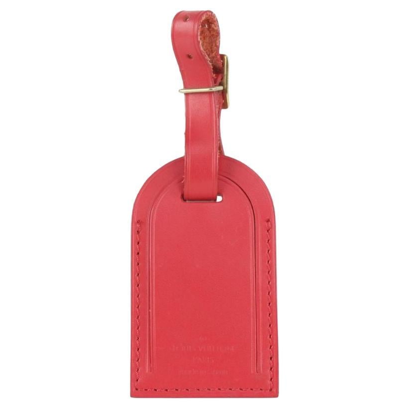 Louis Vuitton Red Leather Luggage Tag 108lv52 For Sale