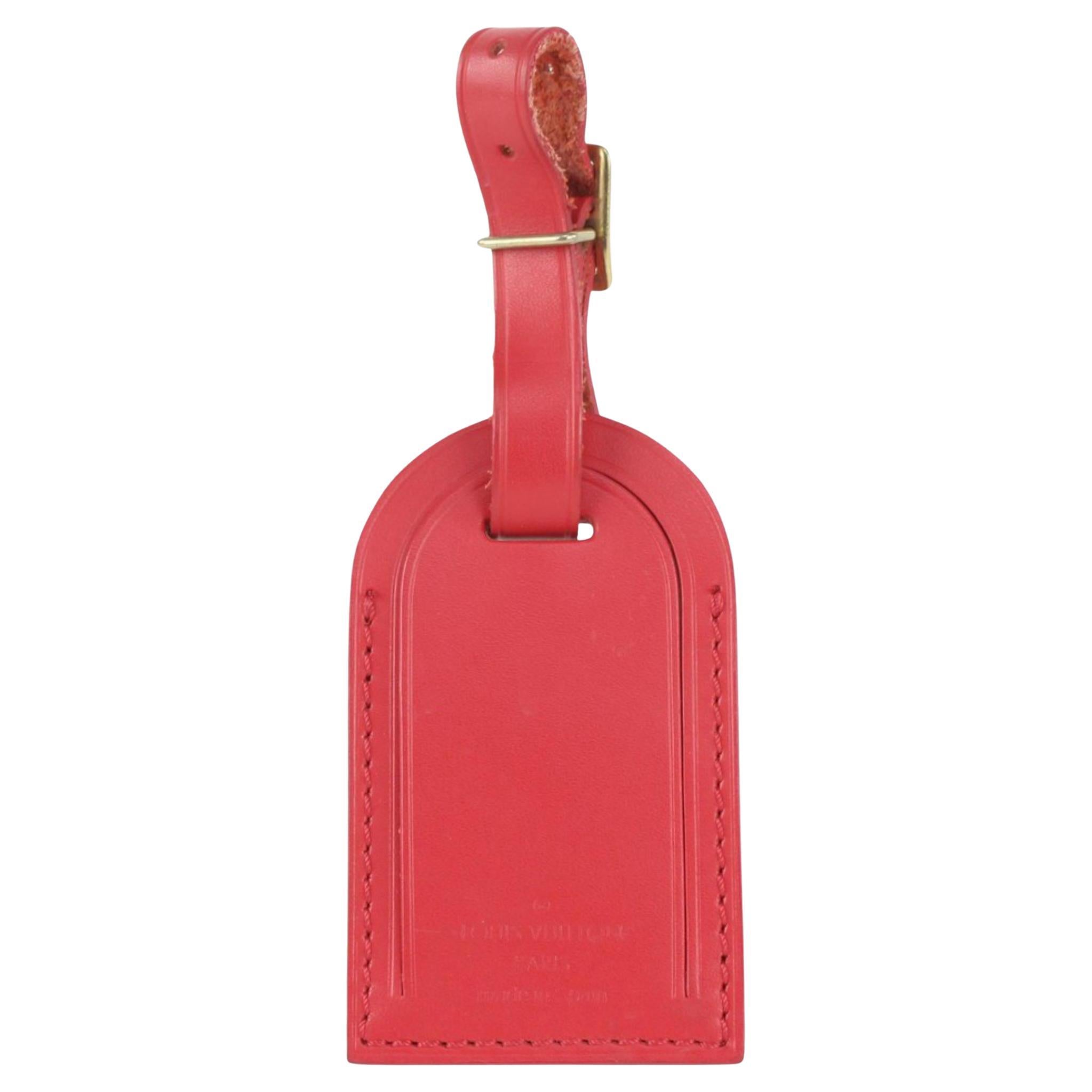 Louis Vuitton Red Leather Luggage Tag 108lv52 For Sale