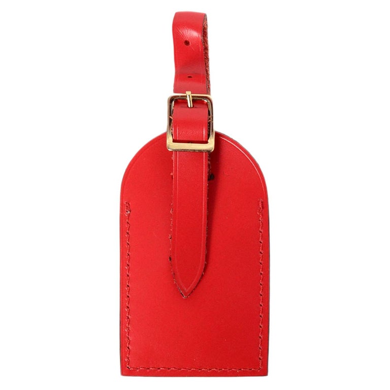 Louis Vuitton Red Leather Luggage Tag and Handle Loop For Sale at 1stDibs