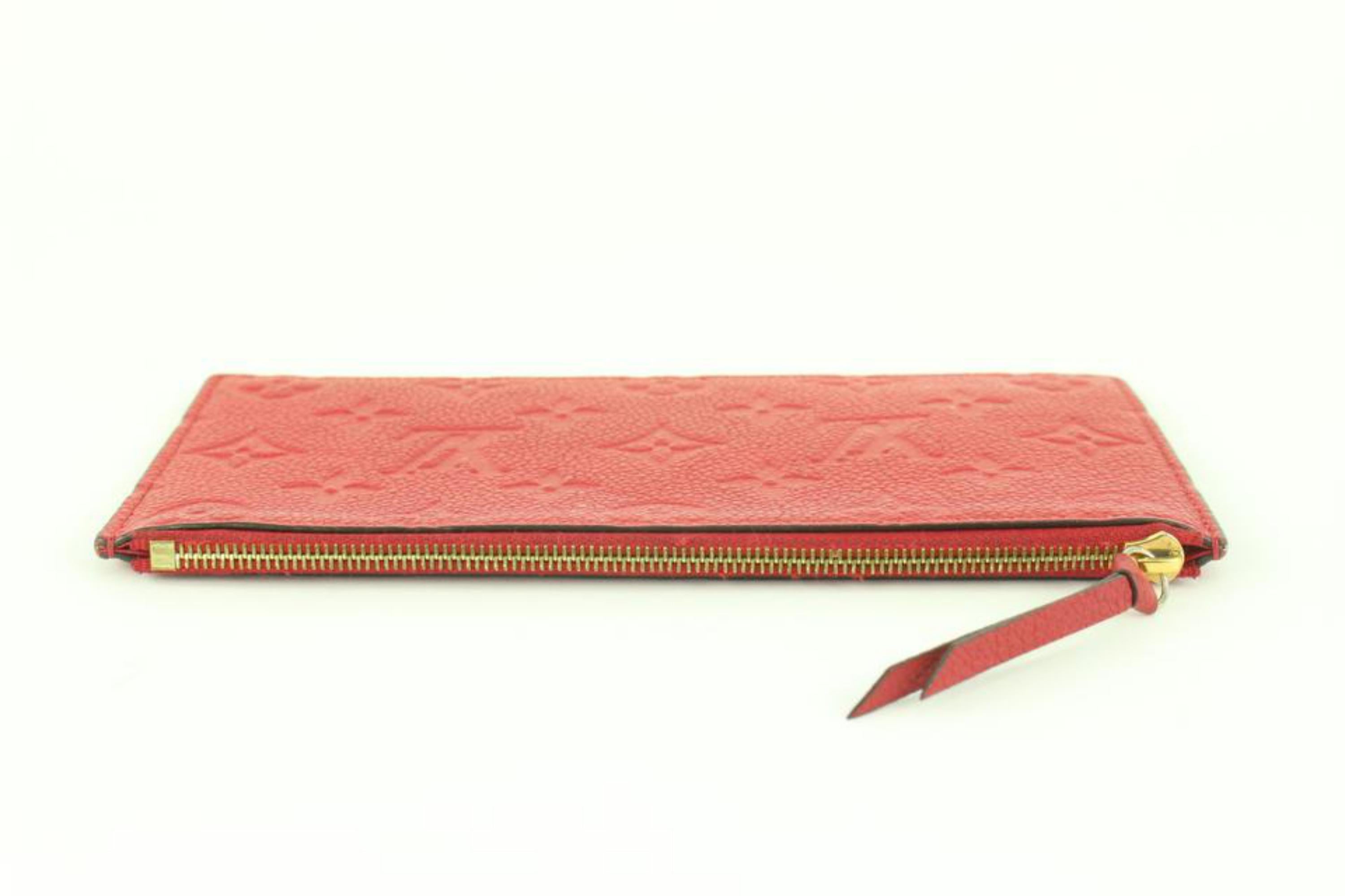 Louis Vuitton Red Leather Monogram Empreinte Felicie Zip Pouch Insert Case  For Sale 3