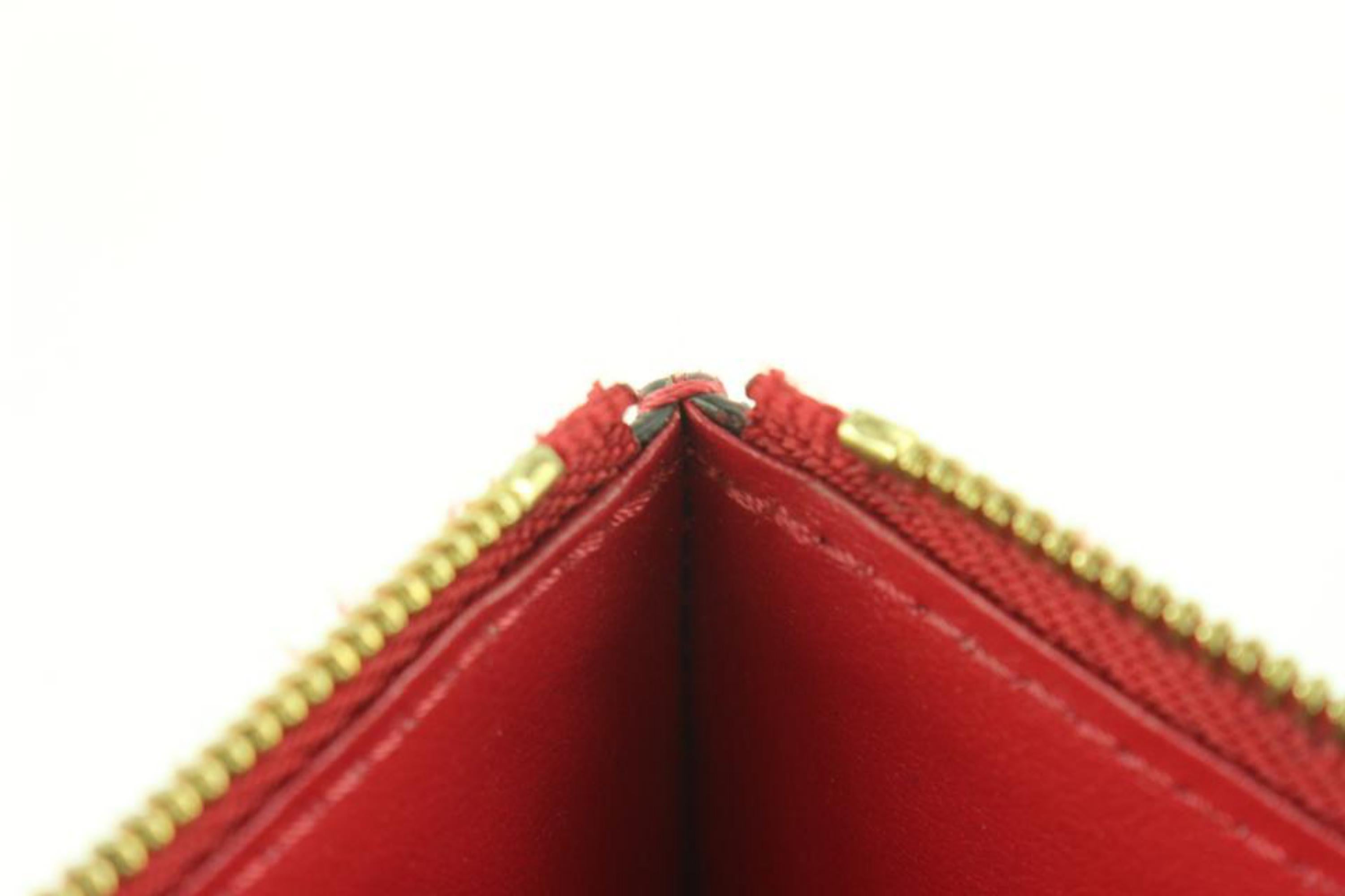 Women's Louis Vuitton Red Leather Monogram Empreinte Felicie Zip Pouch Insert Case  For Sale