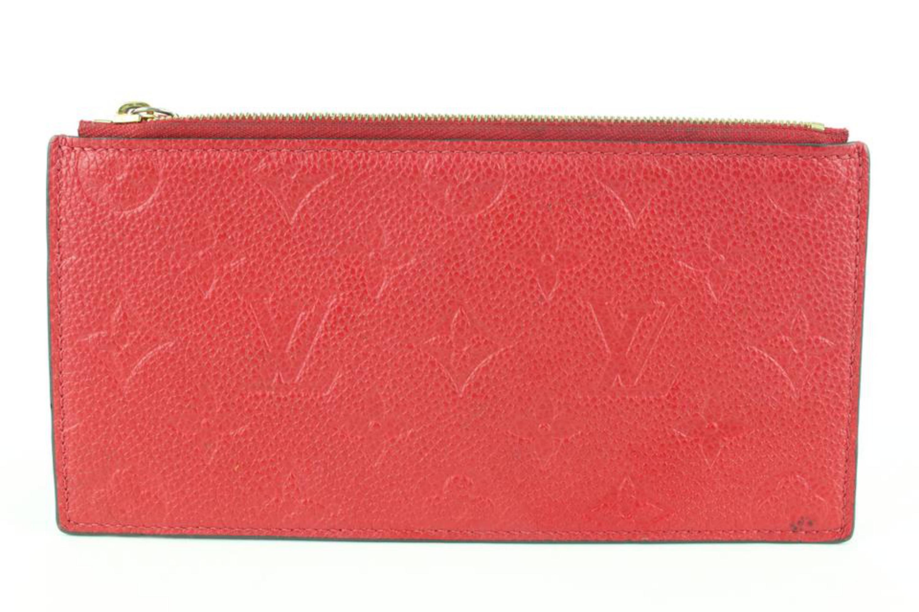 Louis Vuitton Red Leather Monogram Empreinte Felicie Zip Pouch Insert Case  For Sale 2
