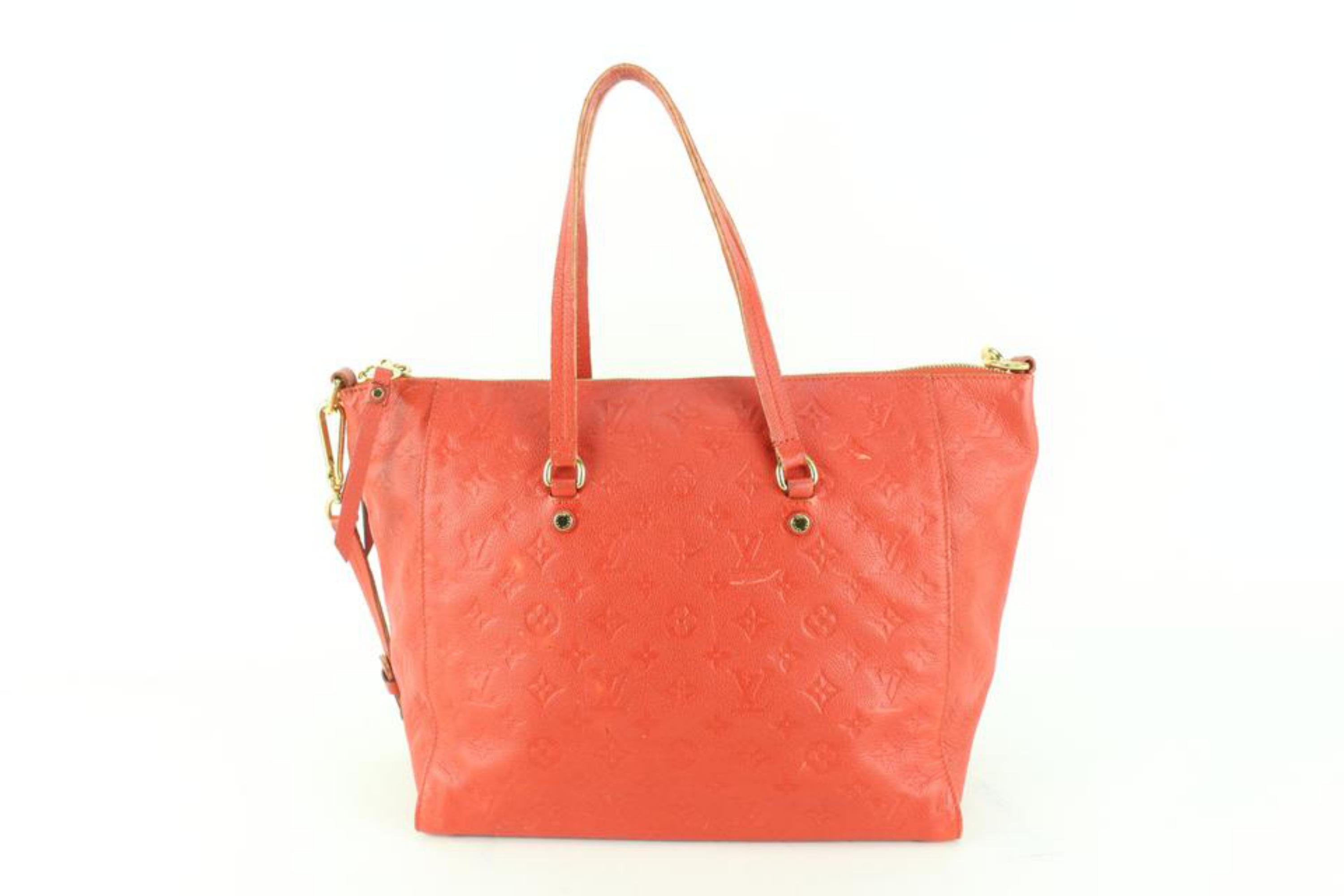 Women's Louis Vuitton Red Leather Monogram Empreinte Lumineuse PM 2way Bag 1lk516s For Sale